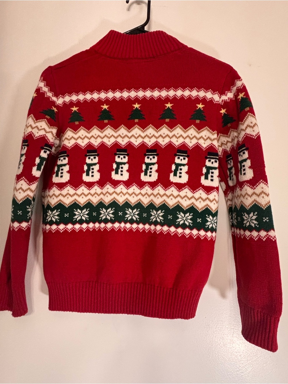 The Children's Place Red Snowman & Tree Half-Zip Holiday Sweater - Picture 2 of 3